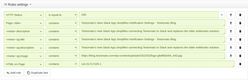 Website checks overview