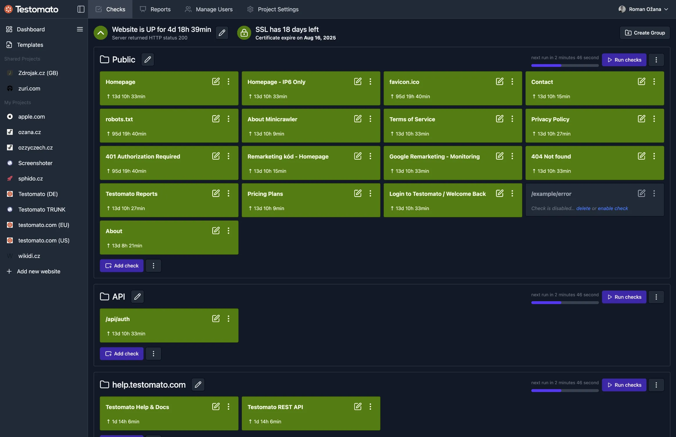 Marketing monitoring dashboard