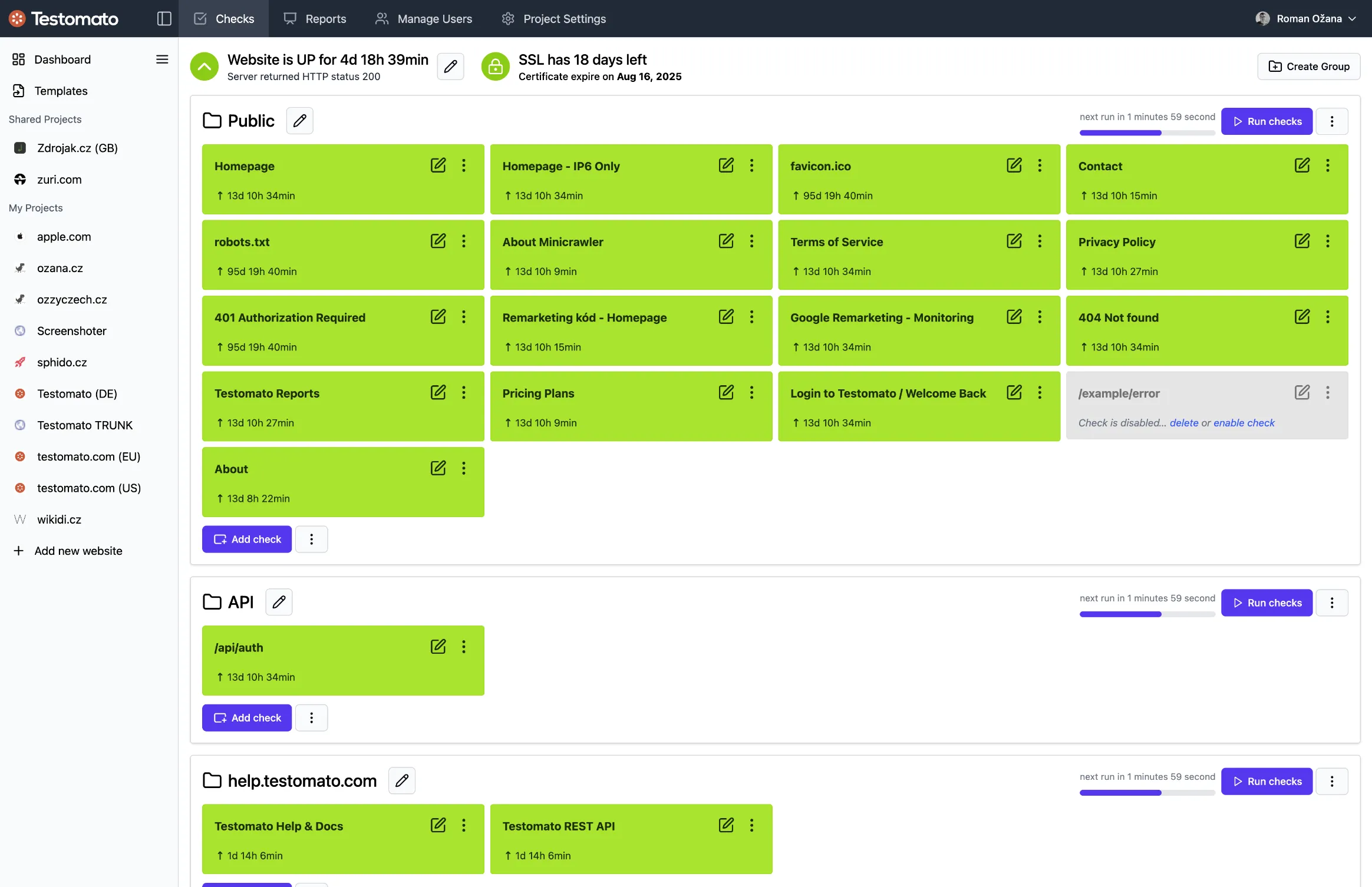 Marketing monitoring dashboard